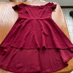 Gorgeous red off shoulder assymmetrical dress